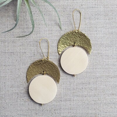 Juana Wood and Brass Earrings - Natural - image1